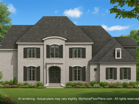 Elegant 2-Story Colonial Revival House Plan with Vaulted Ceilings