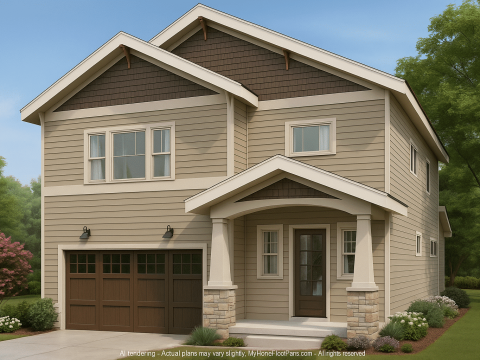 Elegant 2-Story Craftsman House Plan with Bonus Room and CAD Designs