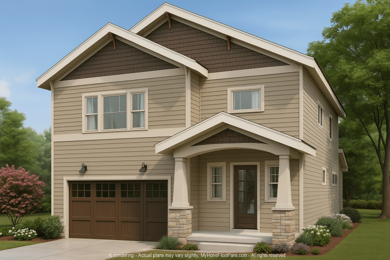 Elegant 2-Story Craftsman House Plan with Bonus Room and CAD Designs