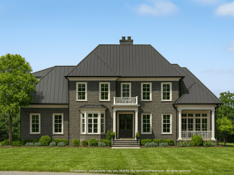 Elegant 2-Story Georgian House Plan with Spacious Layout and CAD Blueprint