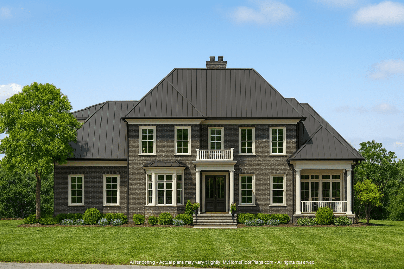 Elegant 2-Story Georgian House Plan with Spacious Layout and CAD Blueprint