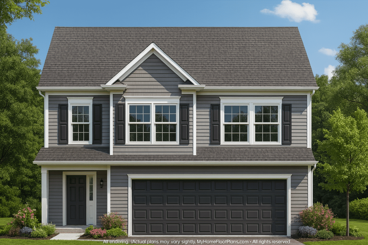 Elegant 2-Story House Design with Classic Blueprint & CAD Floor Plans