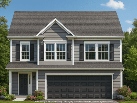 Elegant 2-Story House Design with Classic Blueprint & CAD Floor Plans