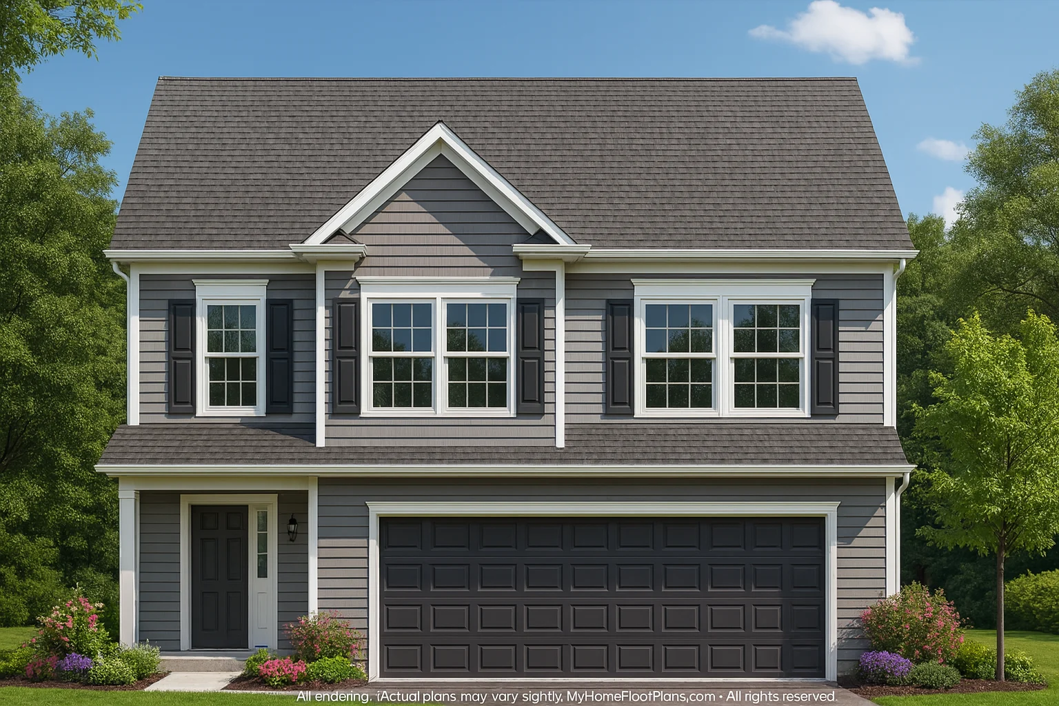 Elegant 2-Story House Design with Classic Blueprint & CAD Floor Plans
