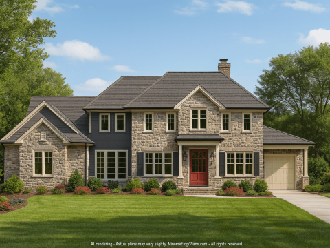 Elegant 2-Story House Plan with Courtyard & Vaulted Ceilings