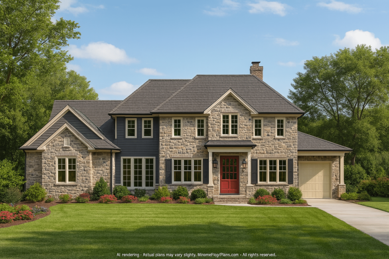 Elegant 2-Story House Plan with Courtyard & Vaulted Ceilings