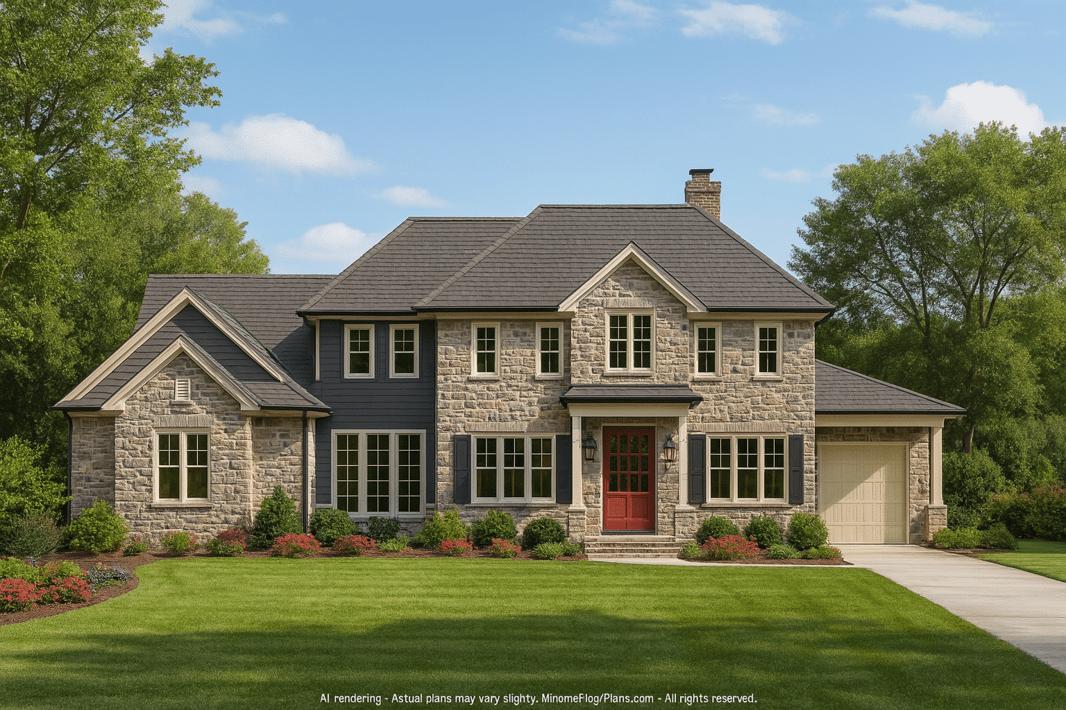 Elegant 2-Story House Plan with Courtyard & Vaulted Ceilings