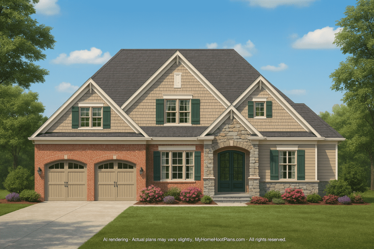 Elegant 2-Story House Plan with Craftsman Architecture & CAD Blueprints