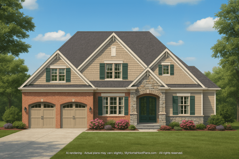 Elegant 2-Story House Plan with Craftsman Architecture & CAD Blueprints