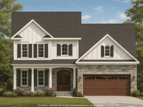 Elegant 2-Story House Plan with Spacious Floor Plan & Architectural Designs
