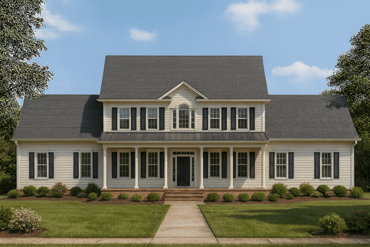Elegant 2-Story House Plan with Spacious Layout and CAD Blueprints