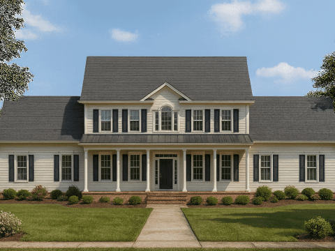 Elegant 2-Story House Plan with Spacious Layout and CAD Blueprints