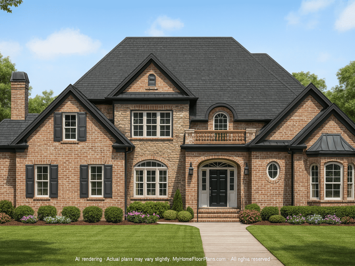 Elegant 2-Story House Plan with Vaulted Ceilings and CAD Designs