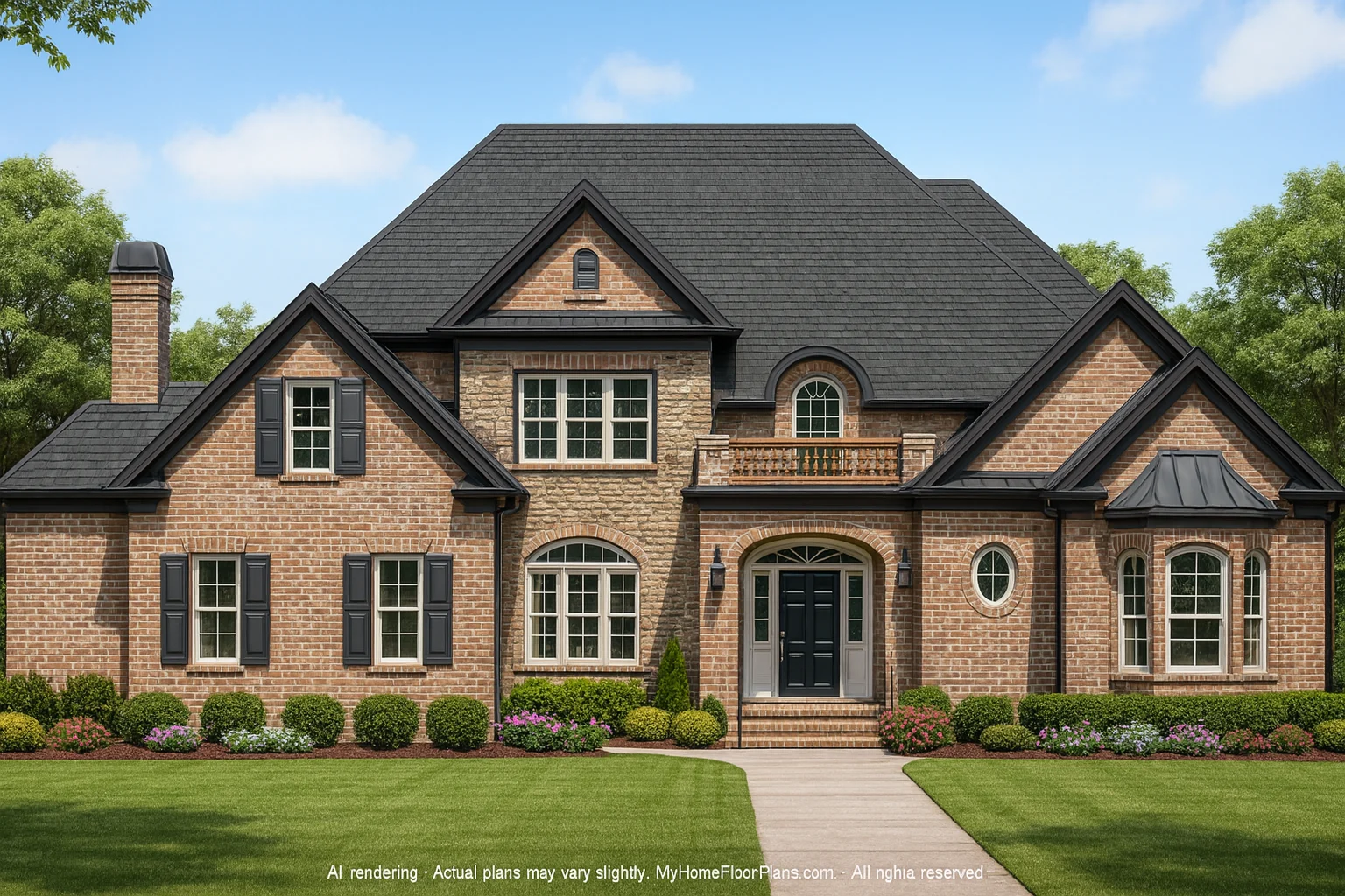Elegant 2-Story House Plan with Vaulted Ceilings and CAD Designs