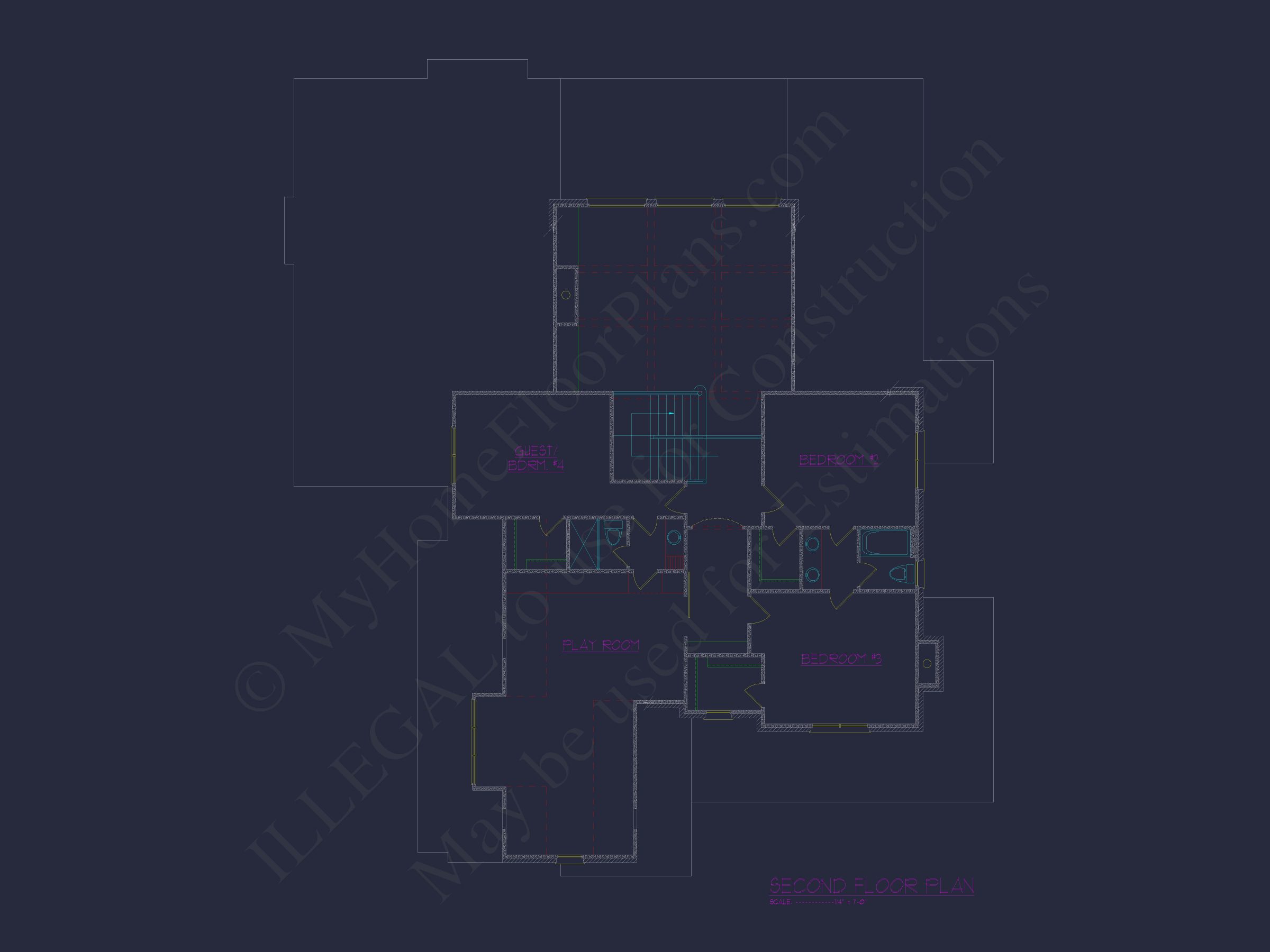 Elegant 3-Story House Plan with Craftsman Architecture & Bonus Spaces (4)