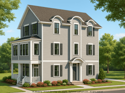 Elegant 3-Story House Plan with Craftsman Charm & Vaulted Ceilings
