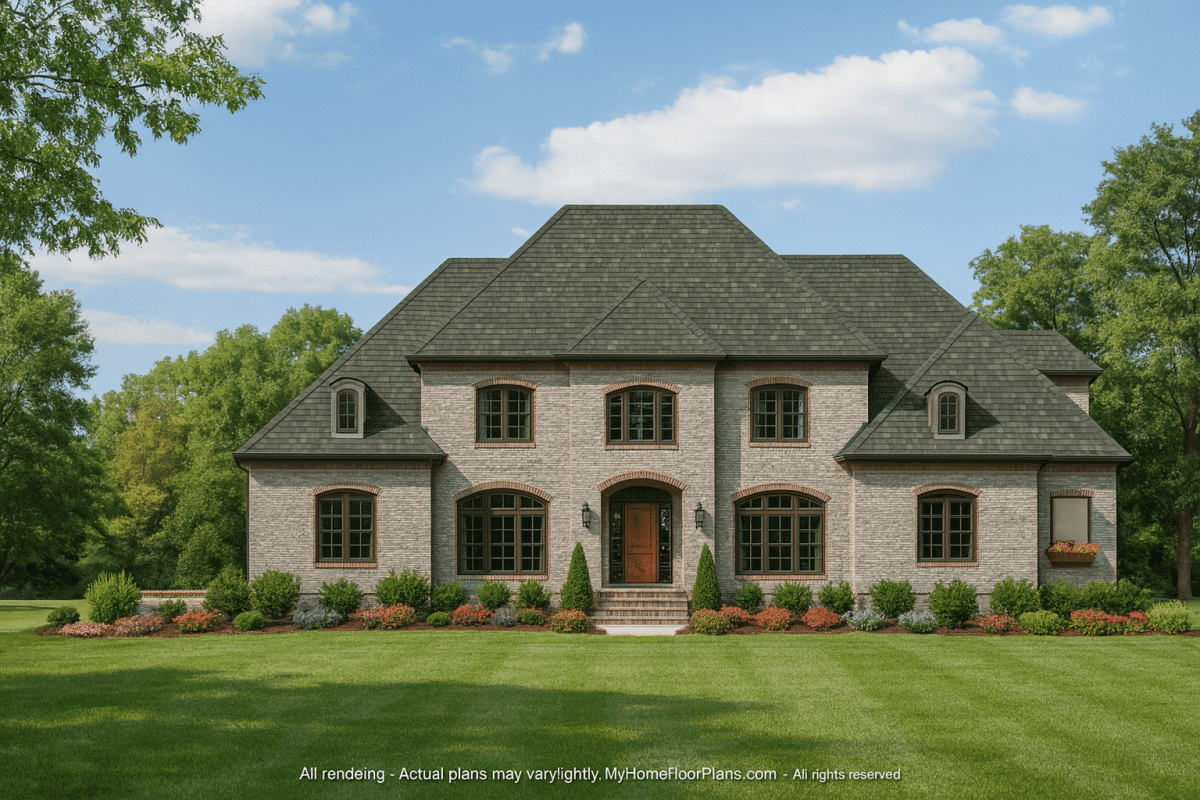 Elegant 3.5-Story French Country House Plan with CAD Blueprints