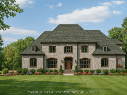 Elegant 3.5-Story French Country House Plan with CAD Blueprints
