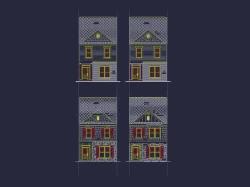 Elegant 5-Unit Townhome Plan with Open Layout and Vaulted Ceilings