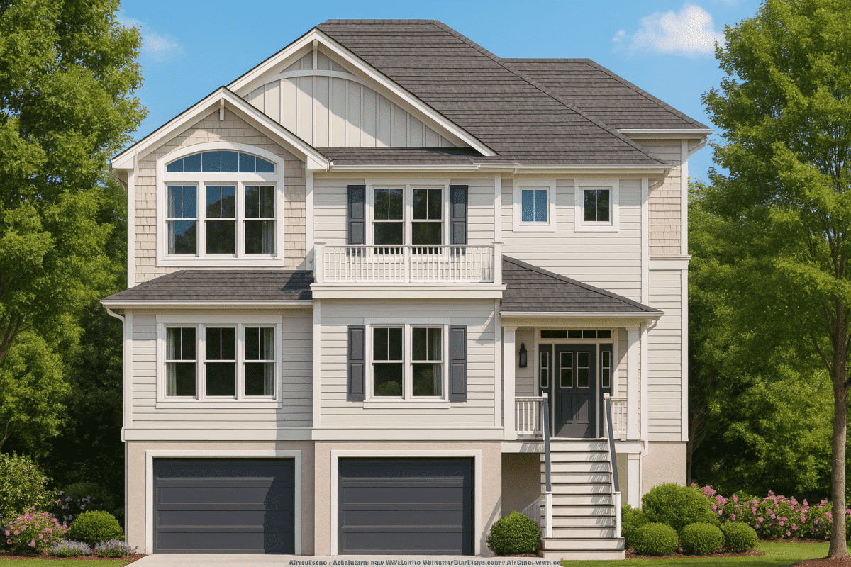 Elegant Coastal Home Design Floor Plan, CAD & Blueprint