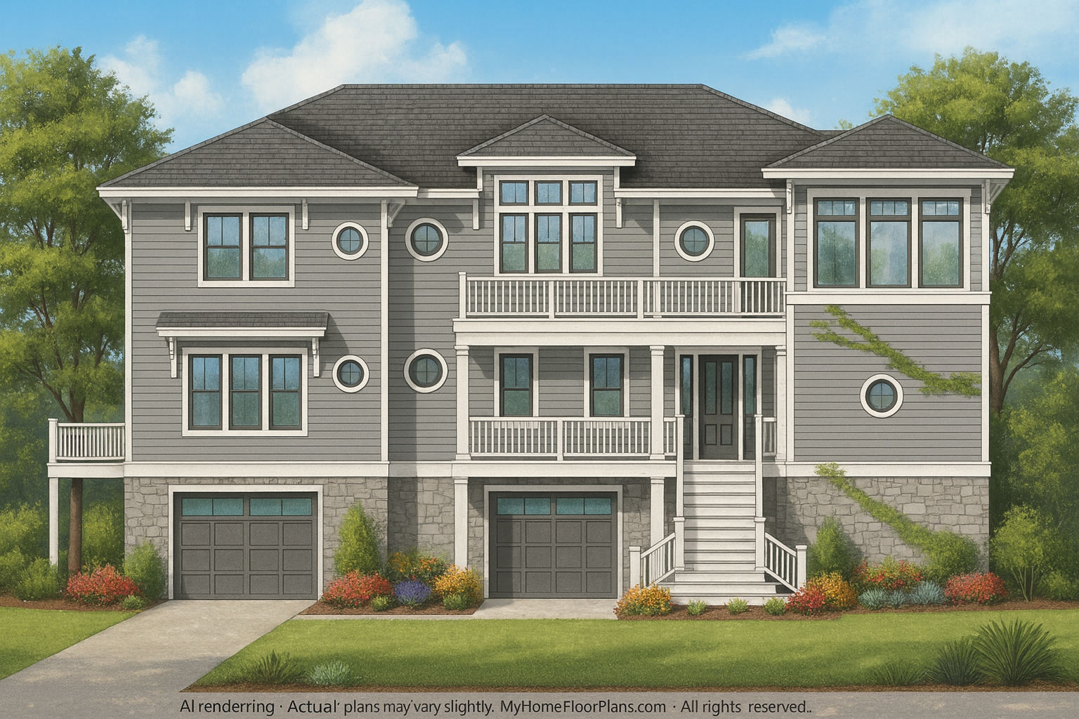 Elegant Coastal Home Plan with CAD Blueprint & Designs