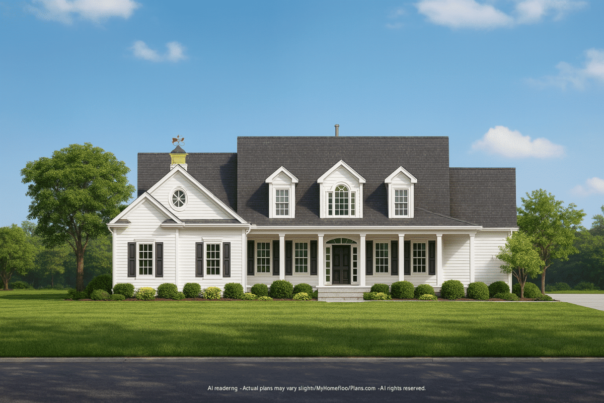 Elegant Colonial House Plan with CAD Blueprints and 3-Bedroom Comfort