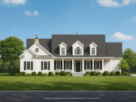 Elegant Colonial House Plan with CAD Blueprints and 3-Bedroom Comfort