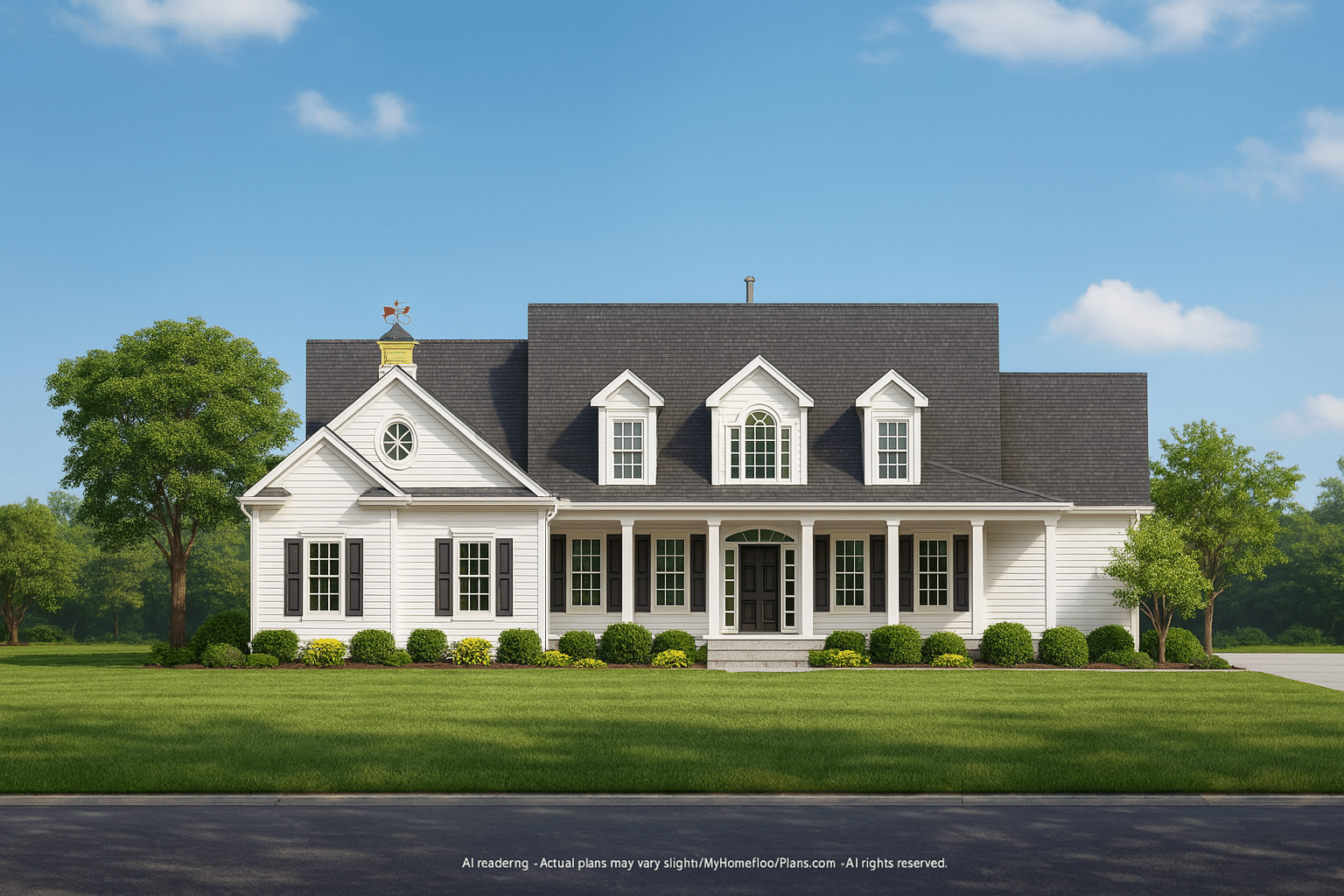 Elegant Colonial House Plan with CAD Blueprints and 3-Bedroom Comfort