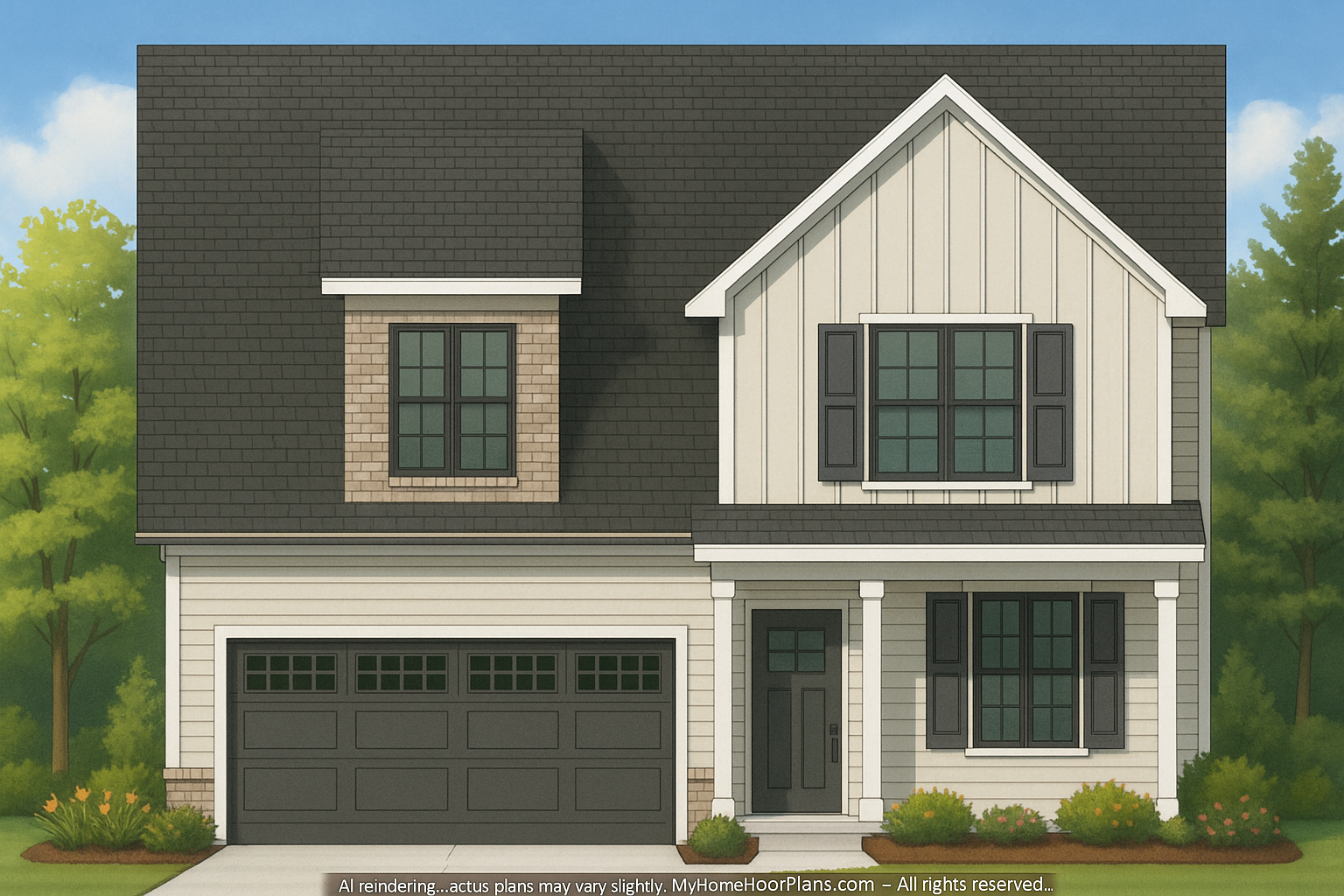 Elegant Craftsman Home Plan with 2 Floors and Spacious Design