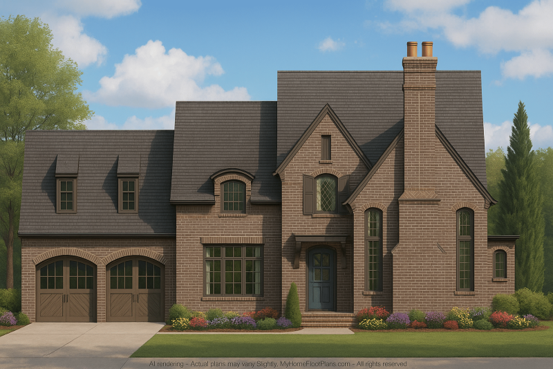 Elegant French Country Home Plan with 6 Bedrooms and CAD Blueprints