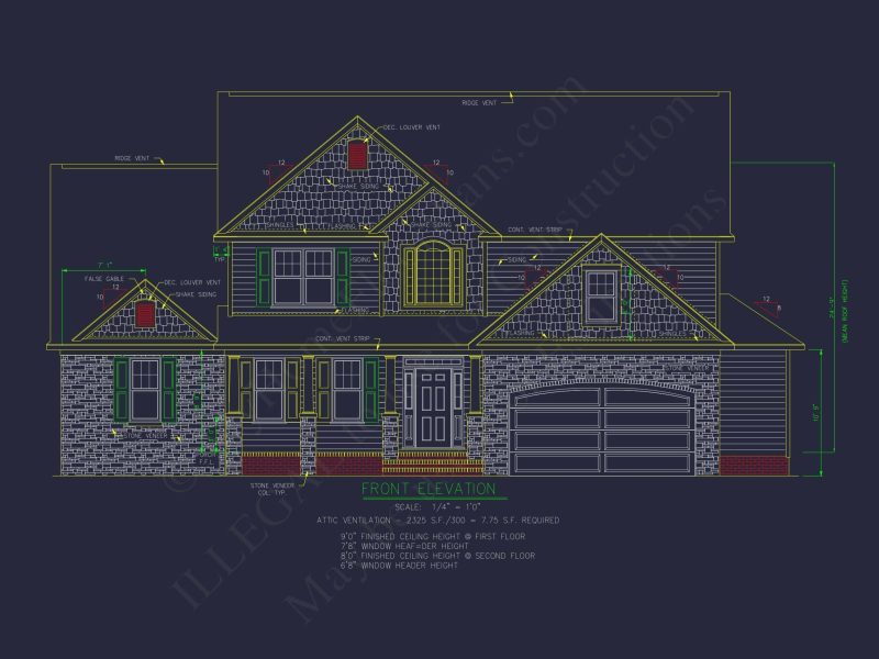 Elegant 2-Story House Plan with 5 Bedrooms & CAD Blueprints