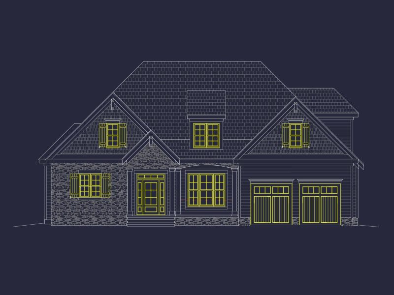 Elegant 2-Story House Plan with Vaulted Ceilings and Architectural CAD Designs