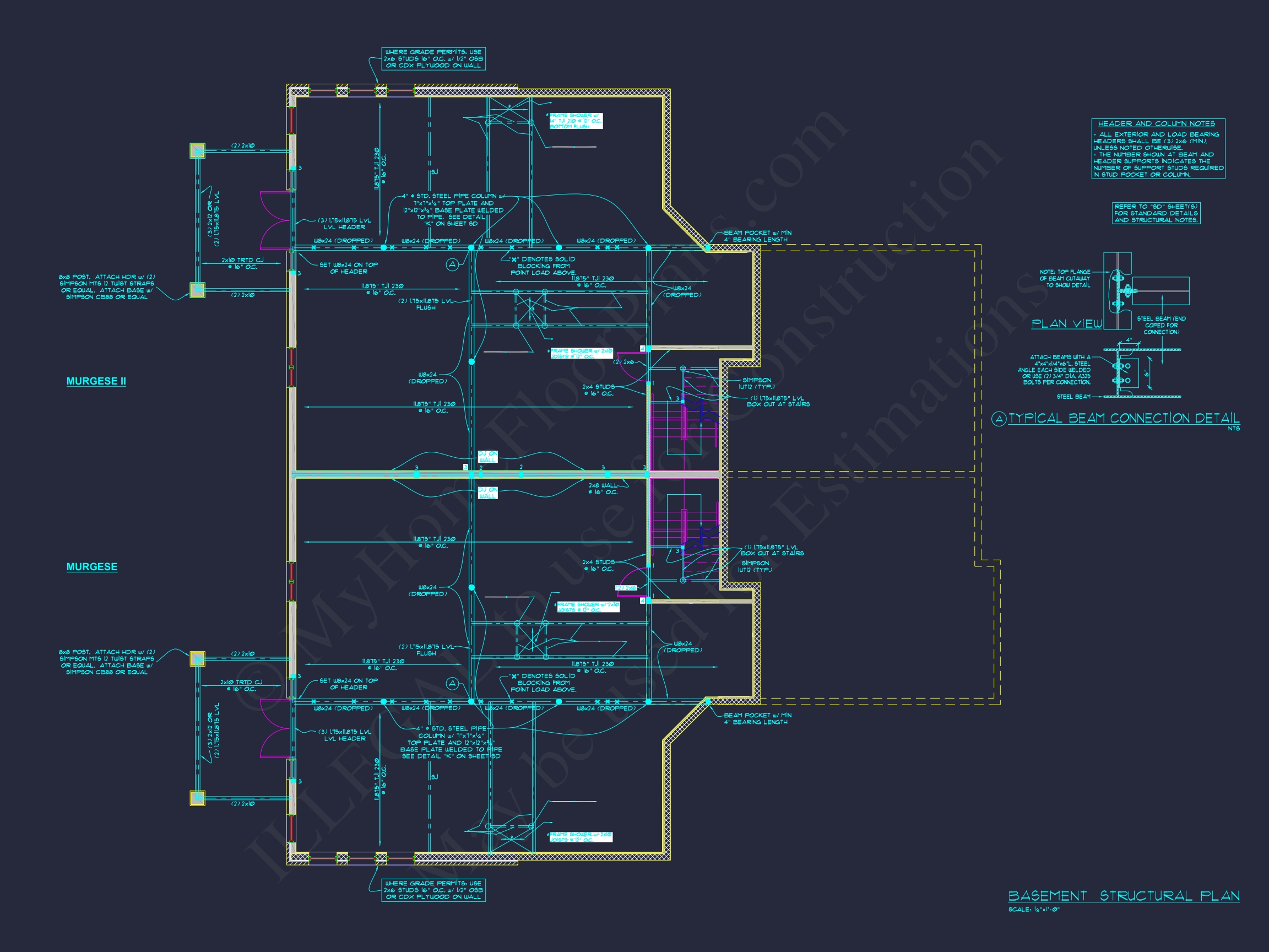 Elegant Home Plan with Detailed Floor Plan, CAD Blueprint & Designs