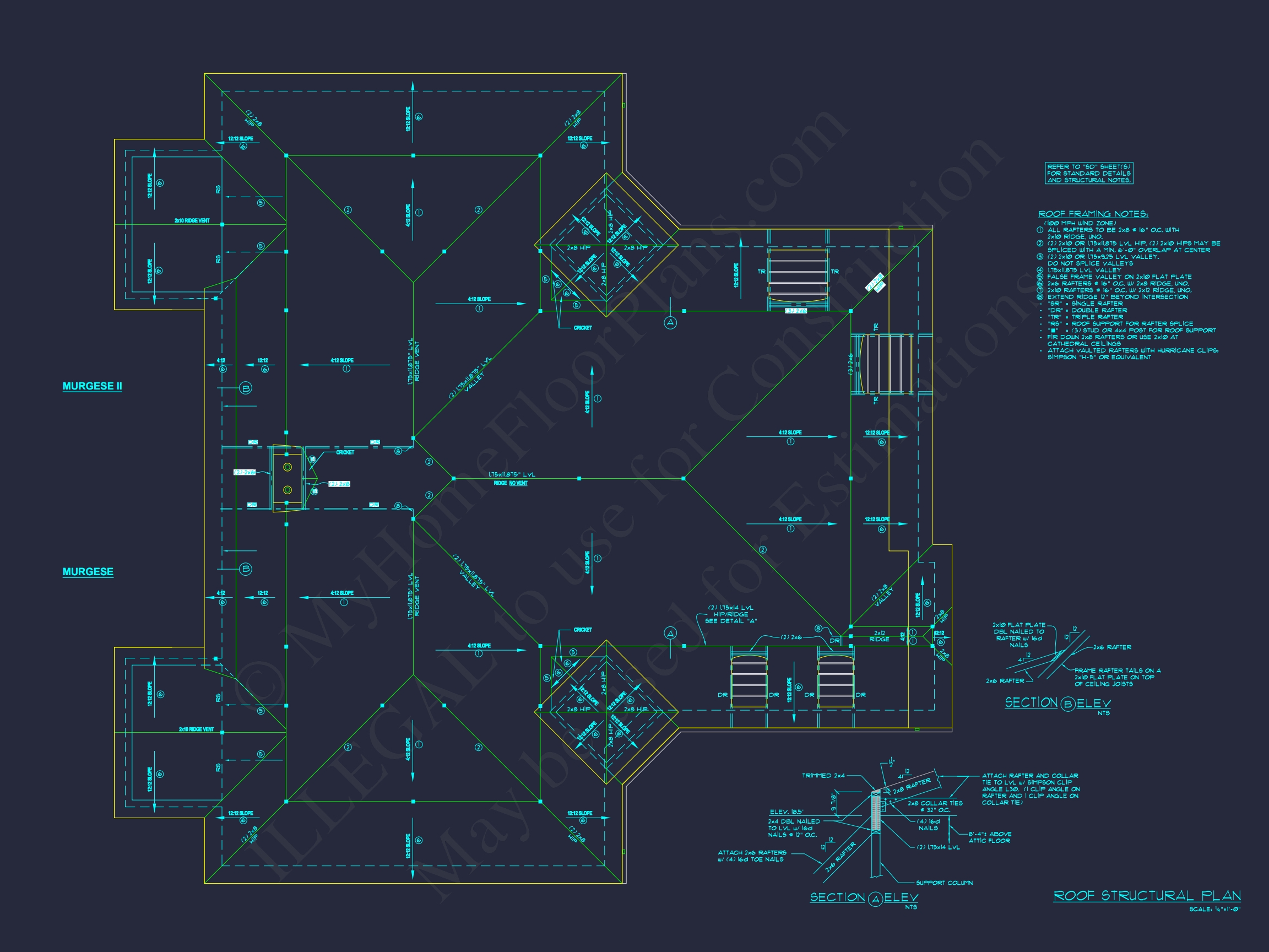 Elegant Home Plan with Detailed Floor Plan, CAD Blueprint & Designs
