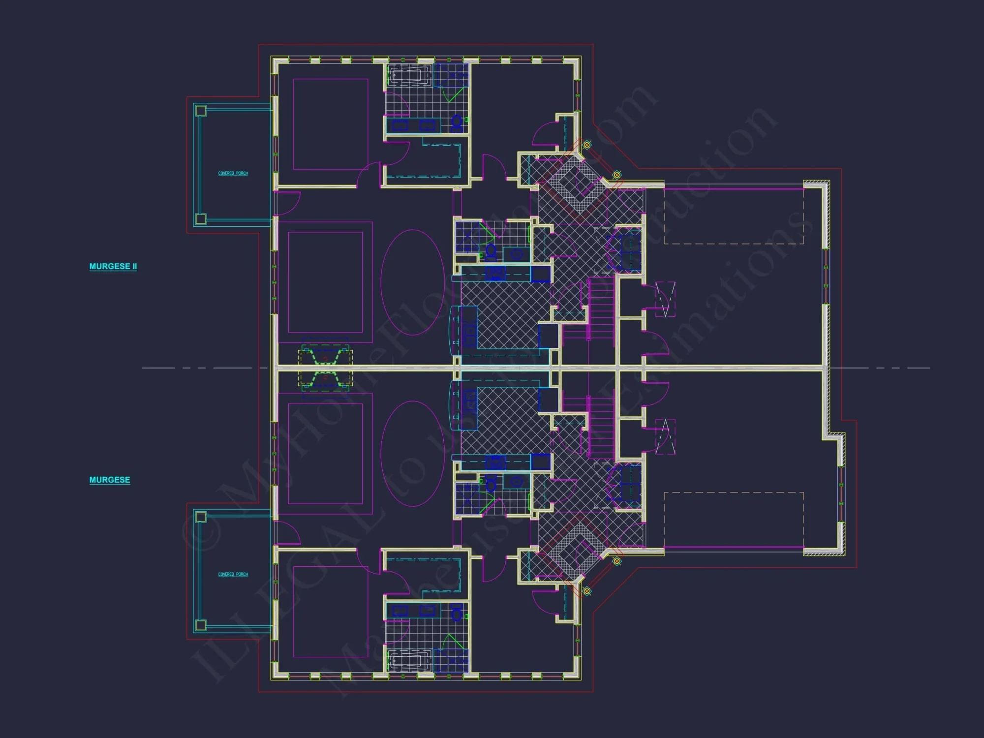 Elegant Home Plan with Detailed Floor Plan, CAD Blueprint & Designs
