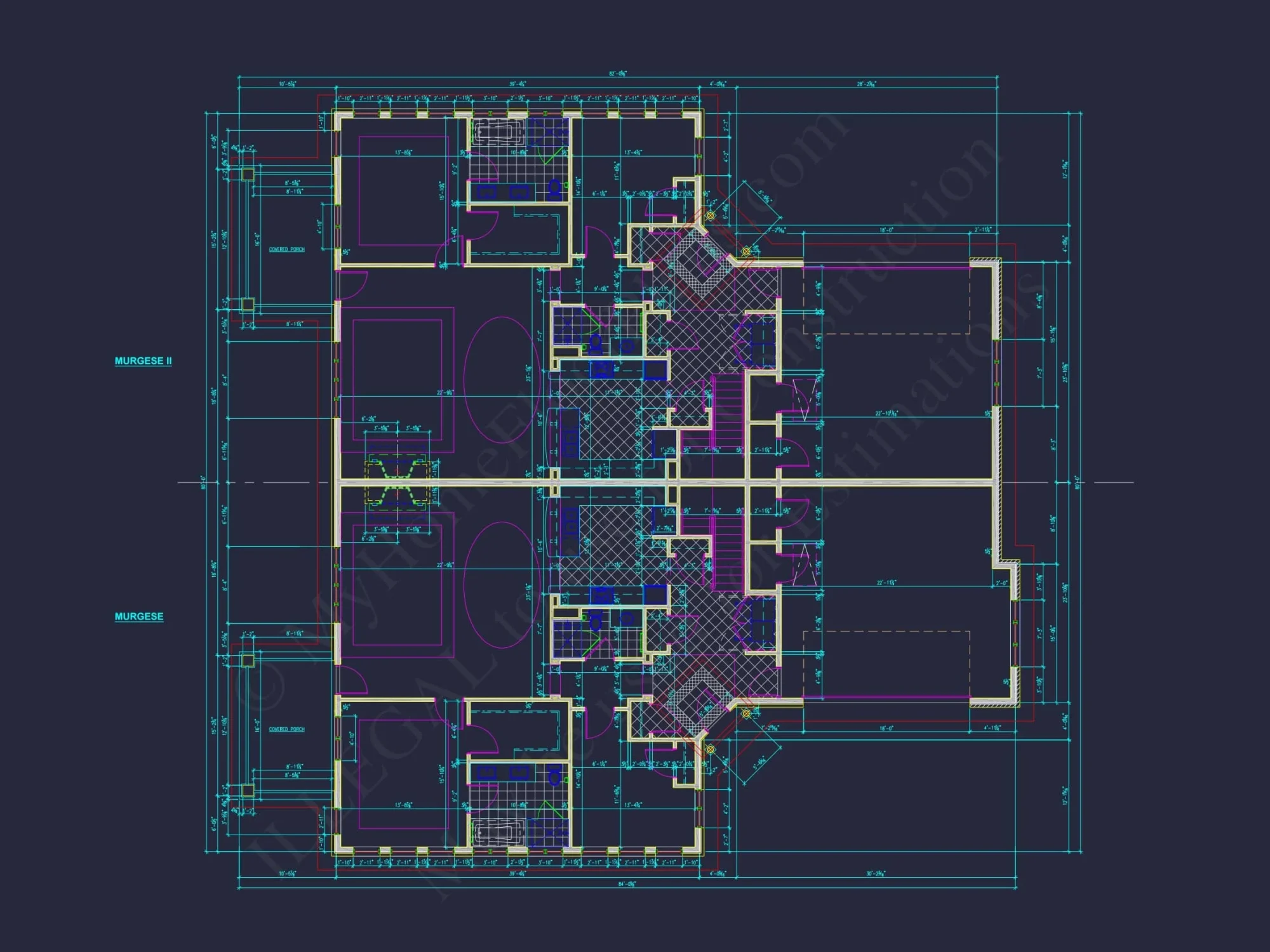 Elegant Home Plan with Detailed Floor Plan, CAD Blueprint & Designs