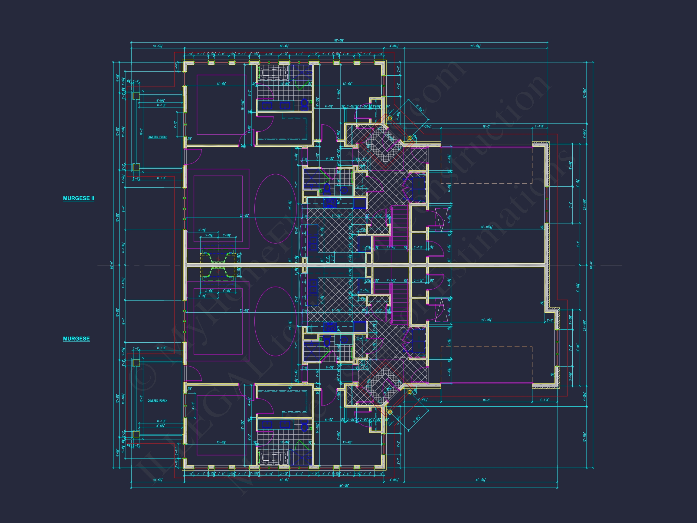 Elegant Home Plan with Detailed Floor Plan, CAD Blueprint & Designs
