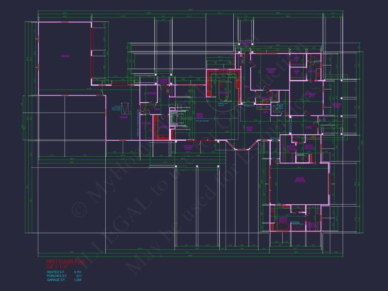Elegant One-Story House Plan with Spacious Layout and 3,701 Heated Sq. Ft.