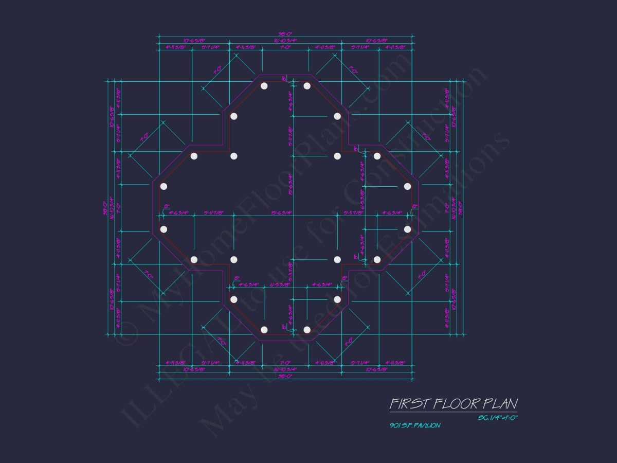 Elegant Pavilion Floor Plan Blueprint with Classical Designs