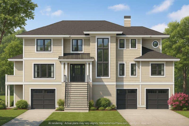 Expansive 3-Story Coastal Beach House Plan with Elegant CAD Designs