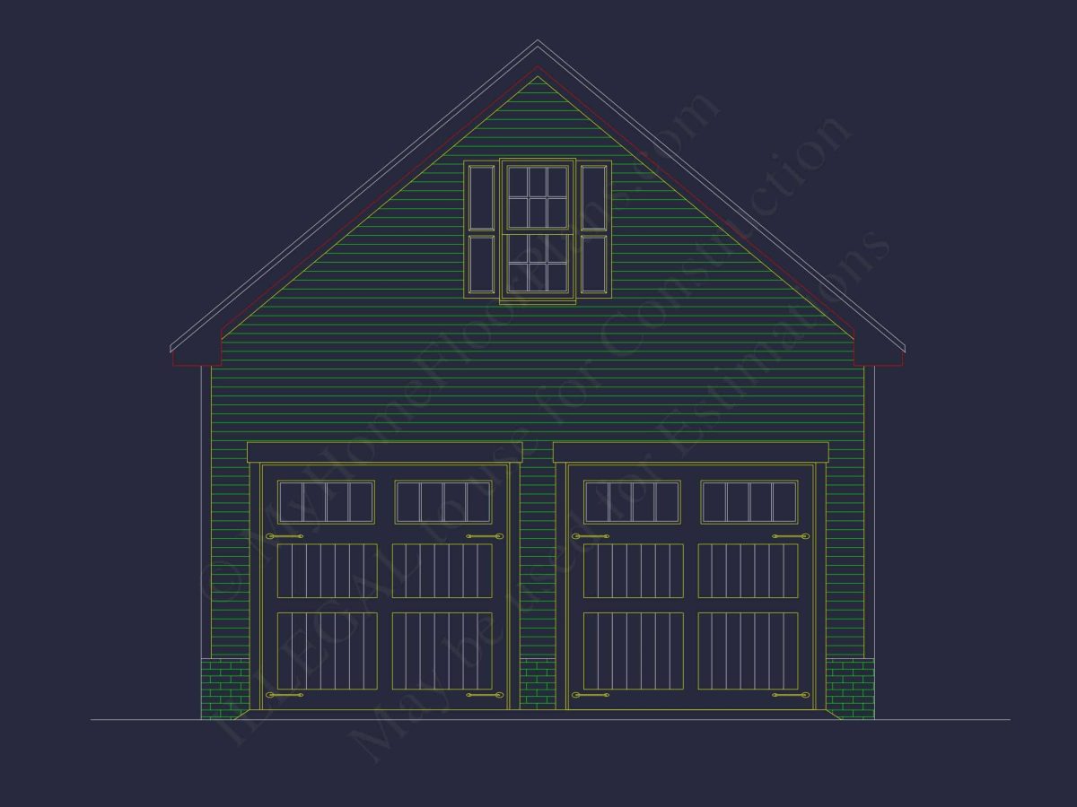 Garage Home Floor Plan With CAD Blueprint & Architecture Designs