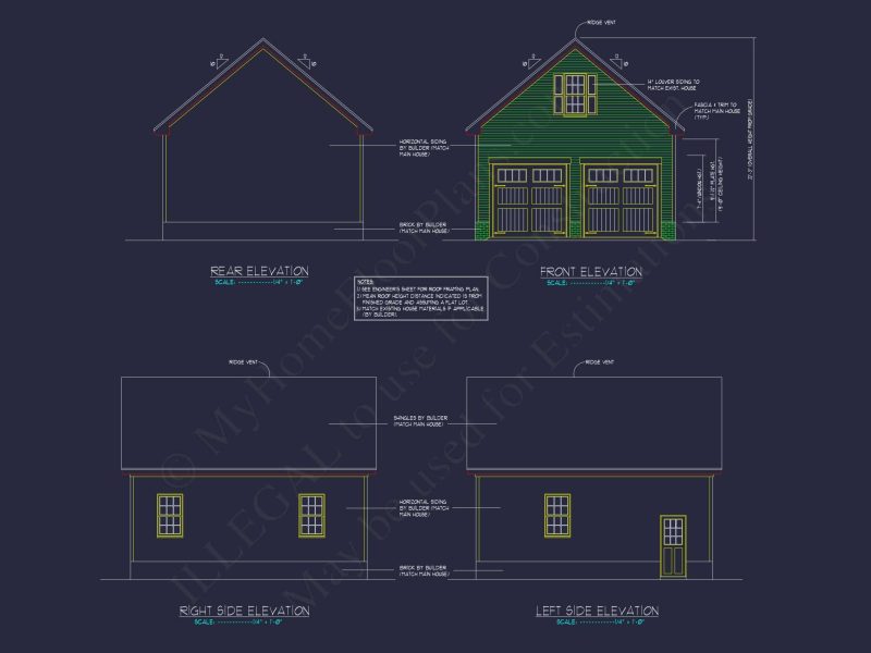 Garage Home Floor Plan With CAD Blueprint & Architecture Designs