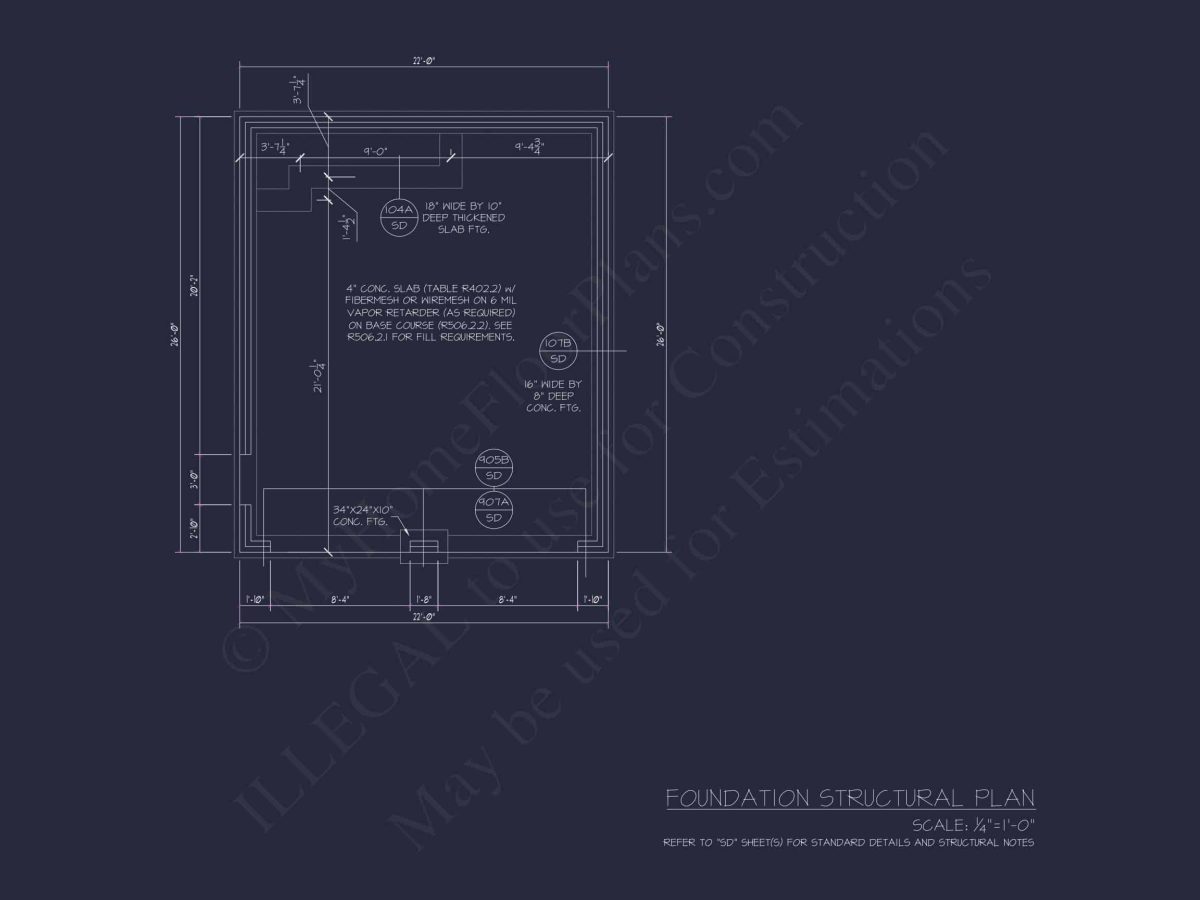 Garage Home Floor Plan With CAD Blueprint & Architecture Designs