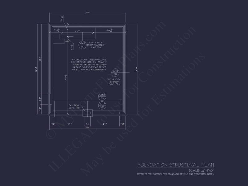 Garage Home Floor Plan With CAD Blueprint & Architecture Designs