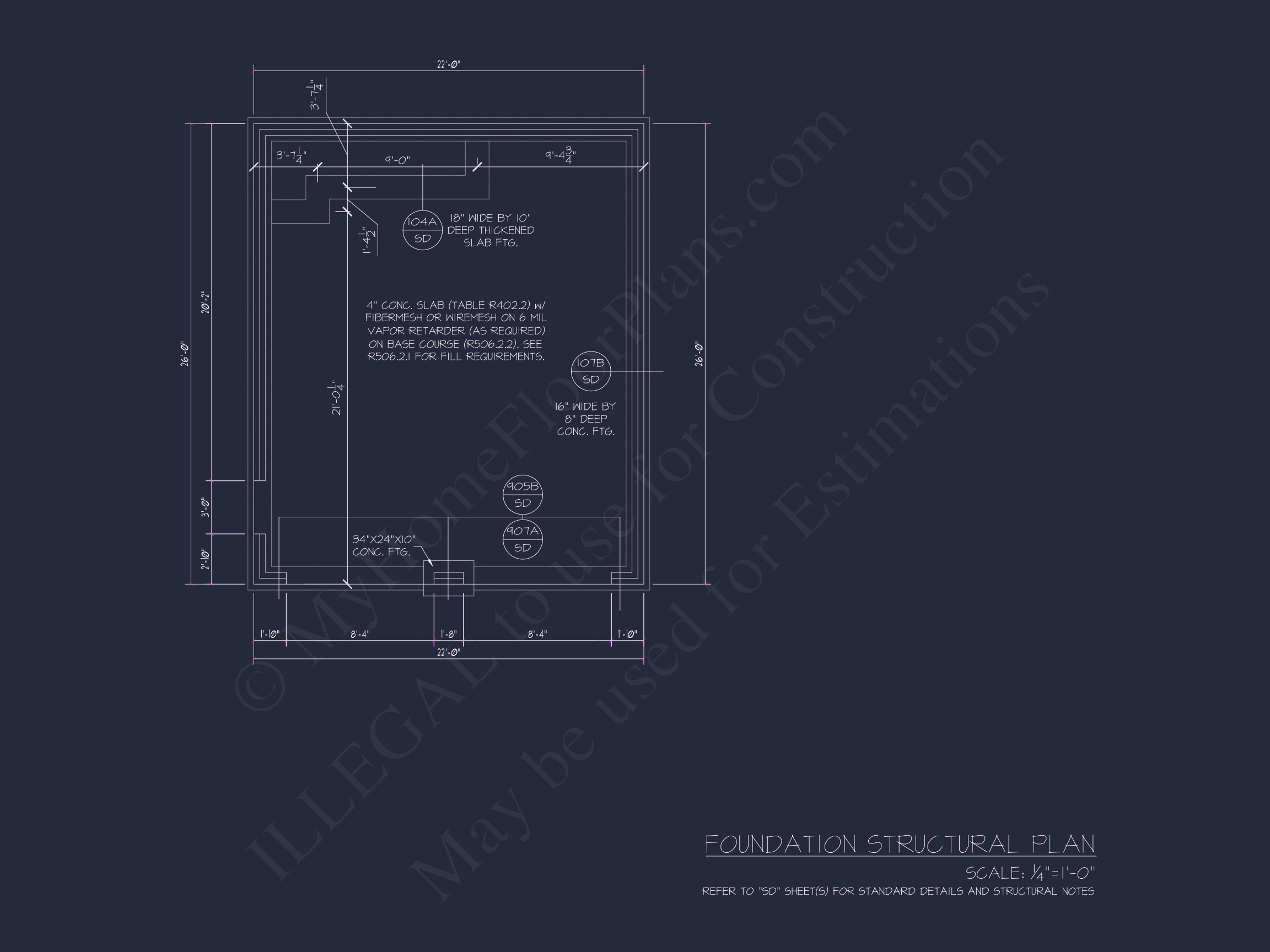 Garage Home Floor Plan With CAD Blueprint & Architecture Designs
