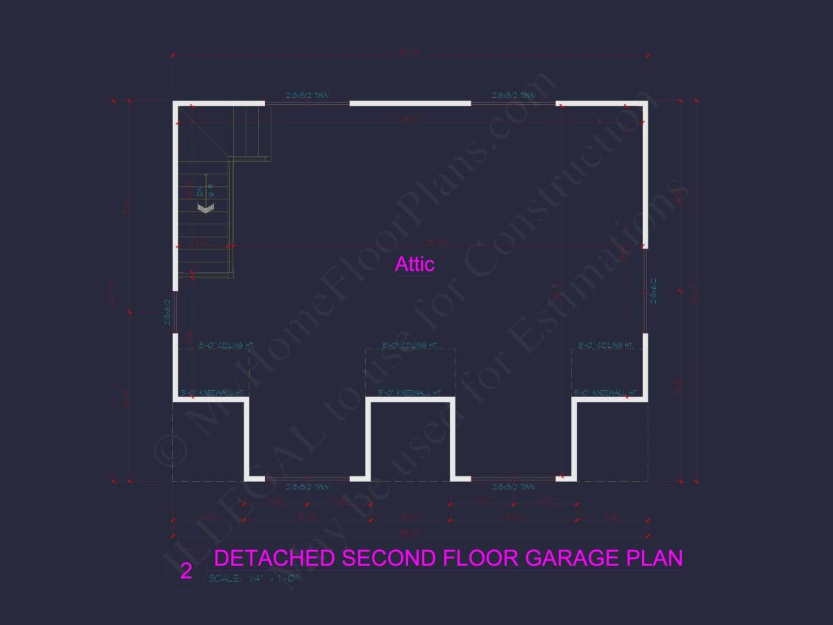 Garage-Living-Space-House-Plan-with-Attic-and-CAD-Blueprints