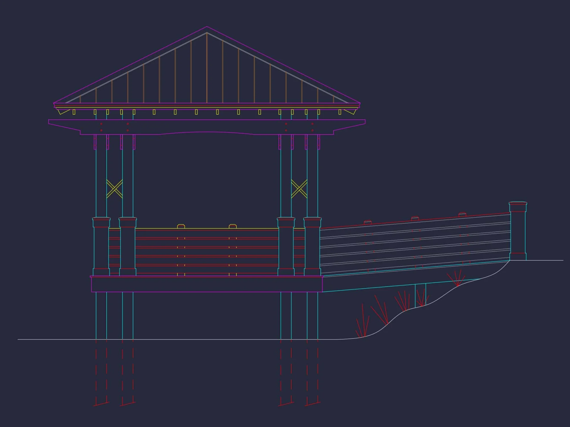 Gazebo Plans & Blueprints - 14' x 28' Outdoor Pavilion Design
