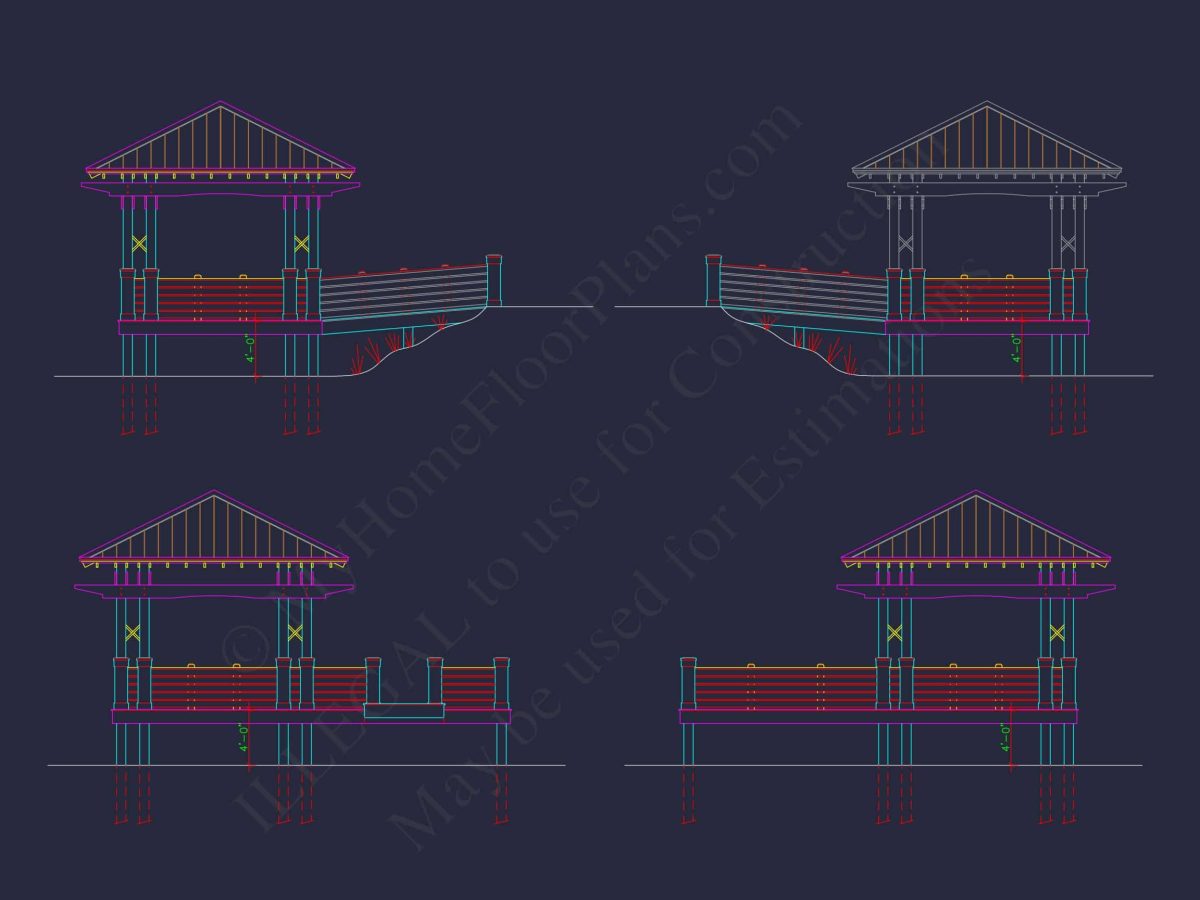 Gazebo Plans & Blueprints - 14' x 28' Outdoor Pavilion Design