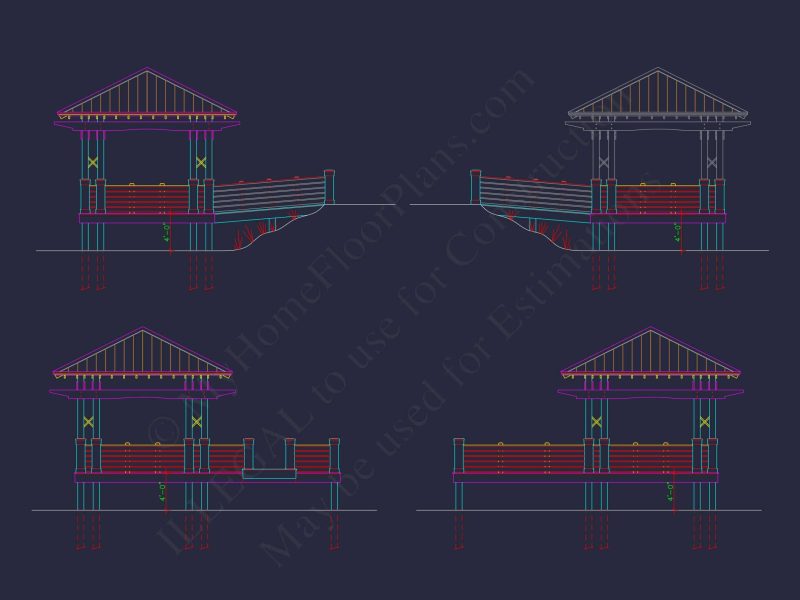 Gazebo Plans & Blueprints - 14' x 28' Outdoor Pavilion Design