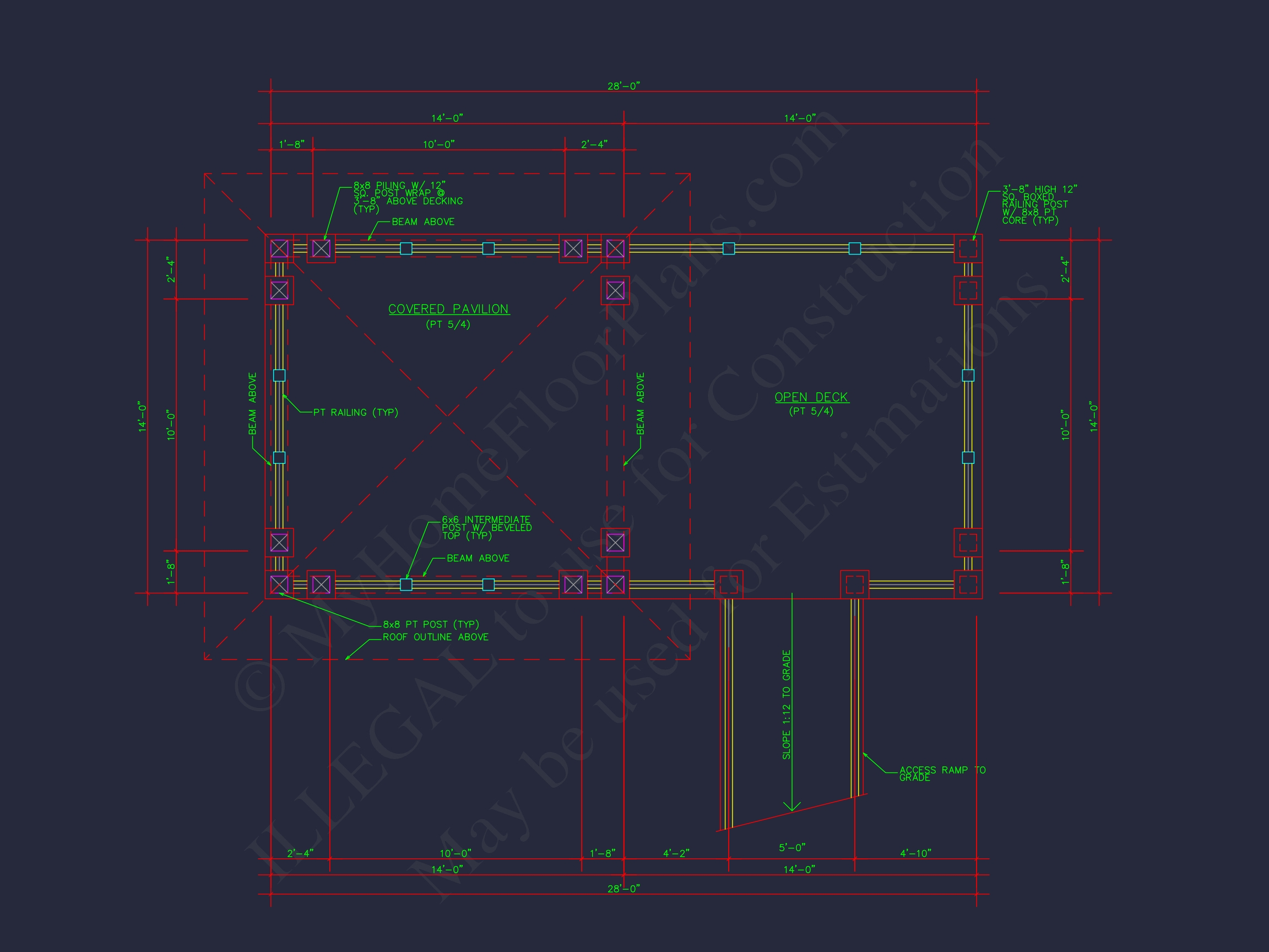 Gazebo Plans & Blueprints - 14' x 28' Outdoor Pavilion Design
